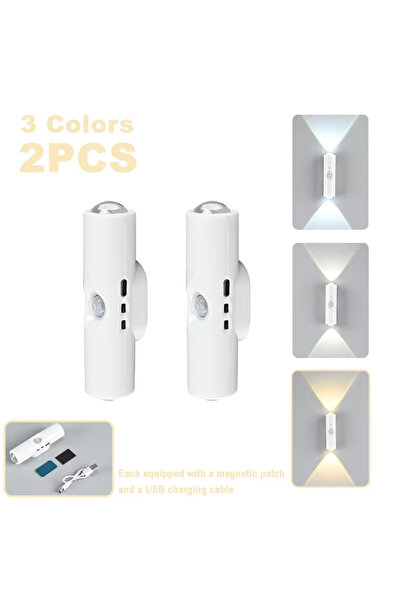 choice2 2pcs 3 color Double-head LED Night Light with Motion Sensor RGB Recha...