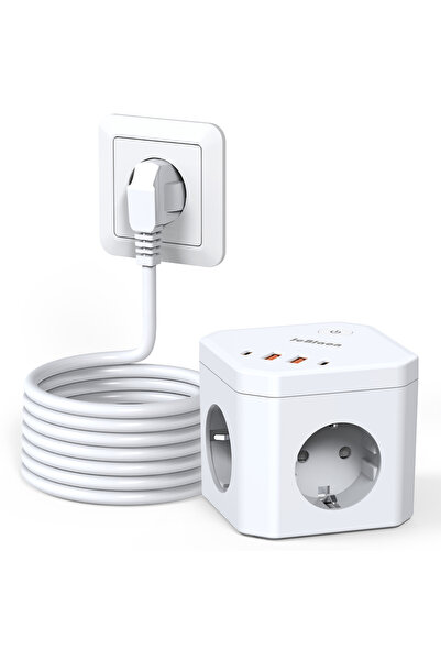 Choice EU Plug WHITE 8-in-1EU Plug Power Strip with 1.5 m Extension Cable,4 A...