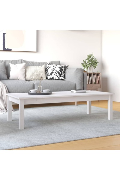 Concept Τραπεζάκι σαλονιού, λευκό, 110x50x30 εκ., μασίφ ξύλο πεύκου