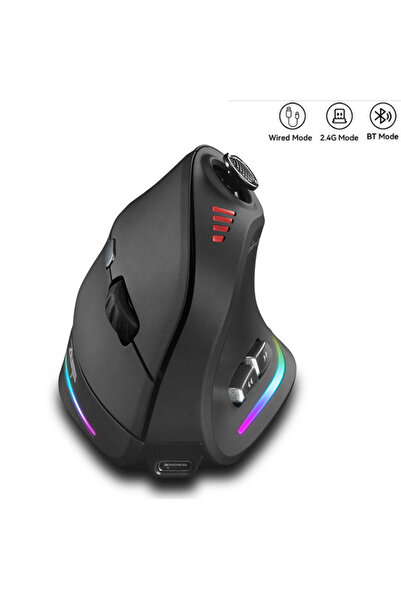 Choice ماوس لاسلكي عمودي أسود اللون مزود بعصا تحكم، ماوس ألعاب بإضاءة خلفية، ...