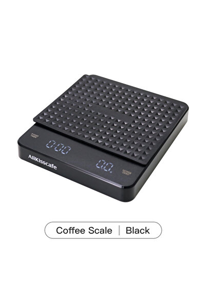 Choice1 ميزان قهوة رقمي أسود من AliKisscafe، مزود بمؤقت وإضاءة USB وحصيرة.