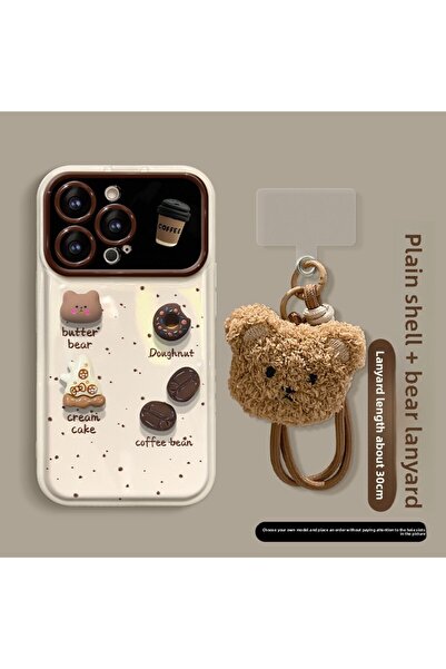 Choice غلاف هاتف آيفون 17 برو ماكس أبيض اللون، جراب يد وبري بحبل على شكل دمية...