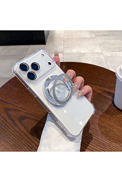 Choice28 جراب شفاف دوار مع حامل، يدعم الشحن اللاسلكي، متوافق مع آيفون 17 برو ...