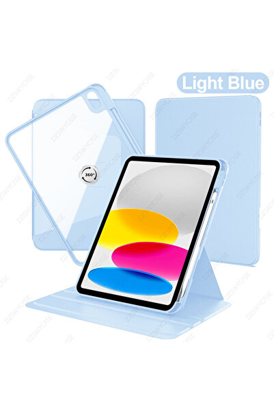 Choice3 جراب دوار أزرق فاتح لجهاز iPad (A16) الجيل الحادي عشر/العاشر مع حامل ...