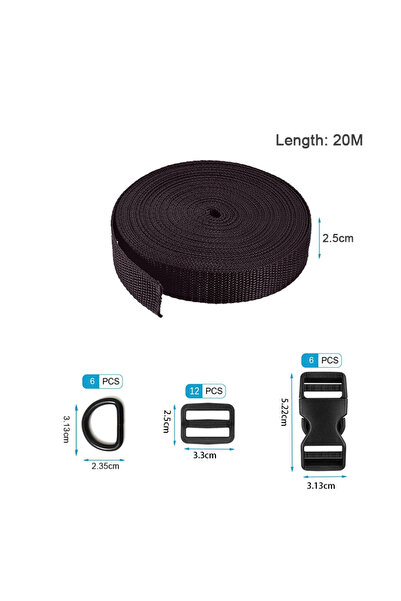 Choice8 Black 20M Nylon Heavy Webbing Strap Knapsack Belt Ribbon Clothing Fab...