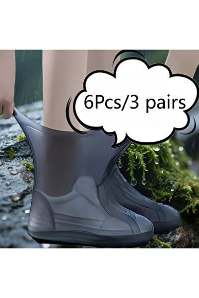 Choice6 L40-46 3pairs black 6pcs Heavy-Duty Shoe Covers - Waterproof Non-Slip...