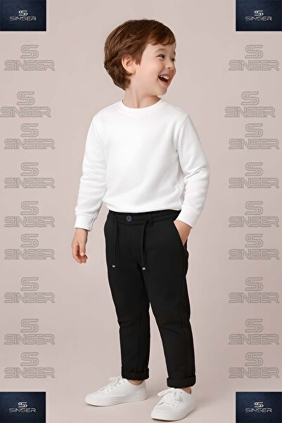 SS SİNSER Ανδρικό παντελόνι με ελαστική μέση, λύκρα και διπλωμένο τελείωμα στ...