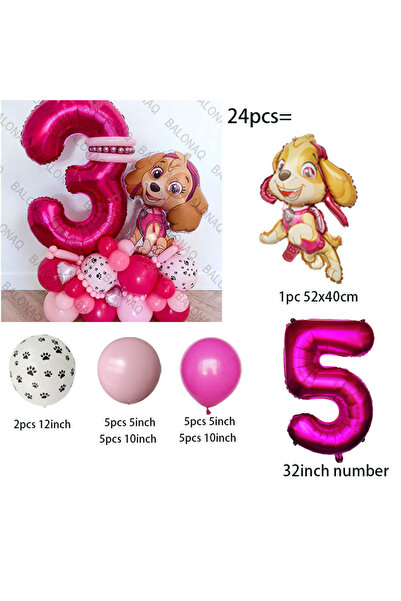 Choice5 باو باترول (كما في الصورة) - 24 قطعة من بالونات باو باترول على شكل كل...