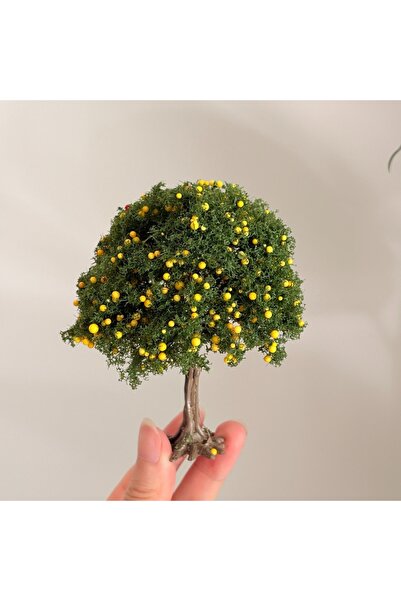 choice2 شجرة فاكهة صفراء واقعية لنموذج سكة حديد، شجرة فاكهة بلاستيكية مصغرة ل...