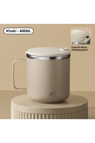 choice2 كوب قهوة من الفولاذ المقاوم للصدأ سعة 400 مل، بلون كاكي، مزود بغطاء م...