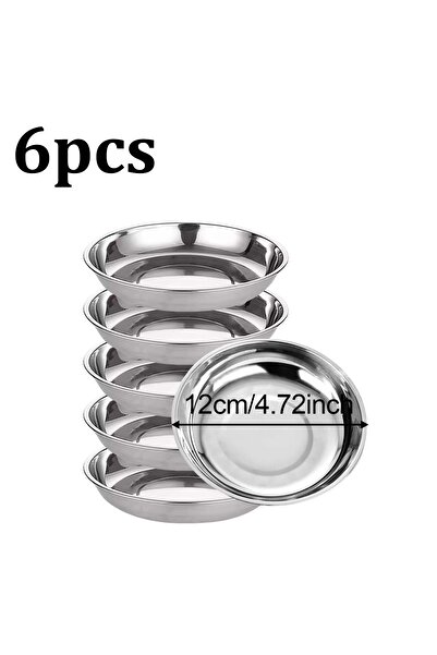 Choice5 6pcs-12cm 6-pcs Stainless Steel Round Plate，Camping Metal Dinner Plat...