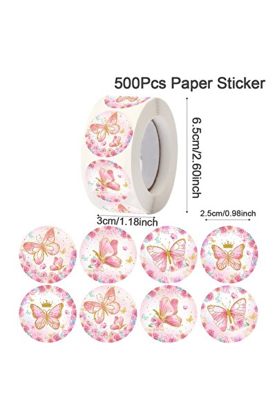 Choice1 as picture Pink 500pcs Purple Butterfly Floral Sealing Stickers Happy...
