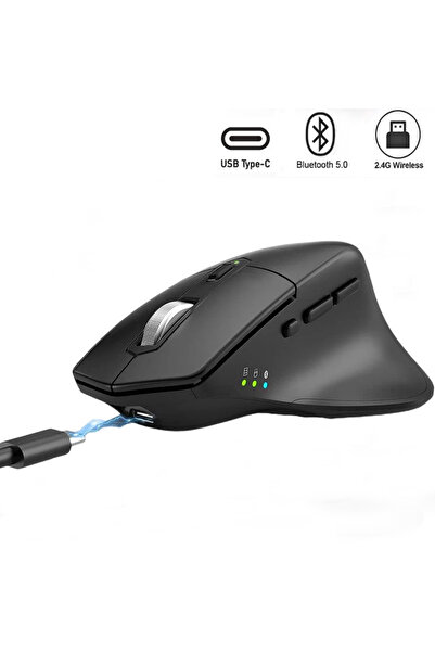 Choice ماوس عمودي أسود متعدد الأجهزة، ماوس لاسلكي بتقنية بلوتوث 5.0 و2.4 جيجا...