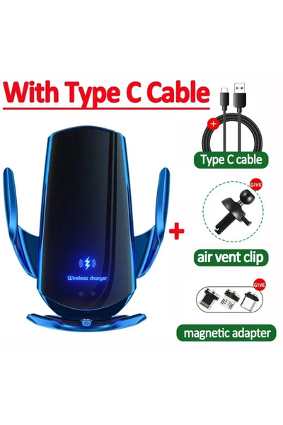 Choice5 شاحن لاسلكي مغناطيسي للسيارة من فيكيفون، أزرق اللون، مزود بكابل، بقوة...