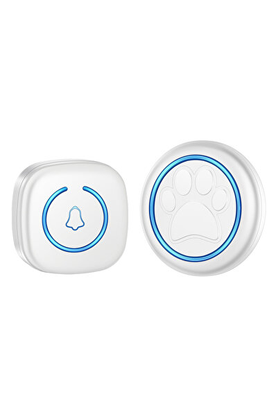 Choice3 جرس باب أبيض يعمل باللمس للحيوانات الأليفة، مزود بقابس أوروبي، مدى يص...