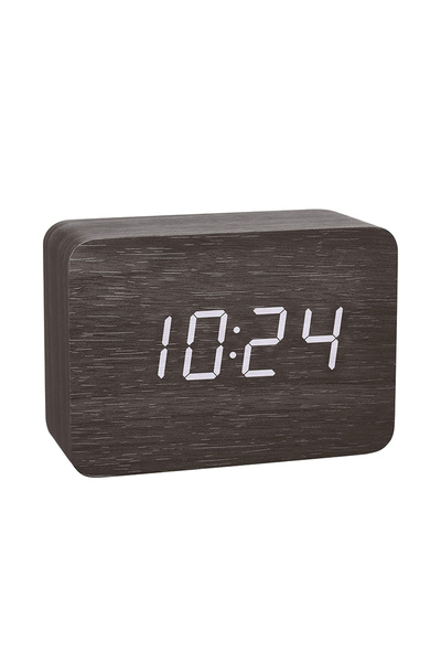 Choice ساعة منبه رقمية خشبية سوداء اللون، مناسبة لغرفة النوم، المكتب، المطبخ،...