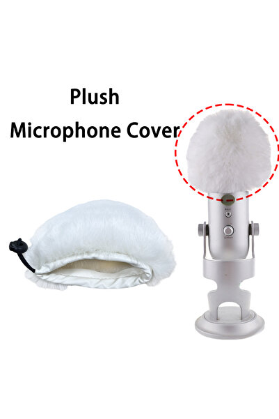 Choice 1pcs White Plush Microphone Cover Drawstring Microphone Pop Filter Win...