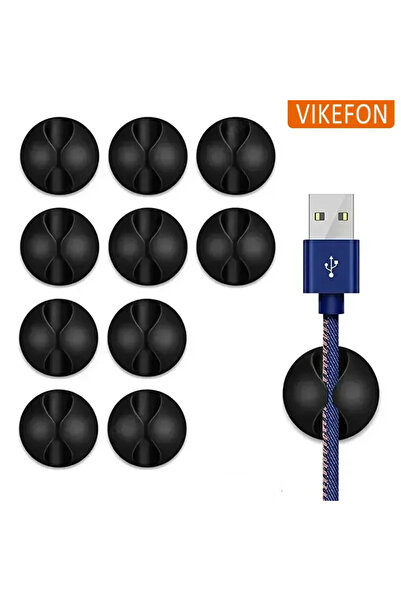 choice2 مجموعة فيكيفون المكونة من 10 قطع من مشابك تنظيم الكابلات السوداء، لتن...