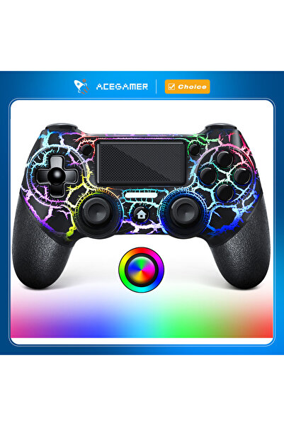 Choice1 وحدة تحكم ألعاب لاسلكية سوداء مزودة بإضاءة LED من AceGamer، تدعم الاه...