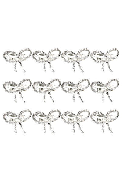 Choice5 فضي - 12 قطعة، حلقات منديل أنيقة على شكل فيونكة، مثالية لتزيين طاولات...