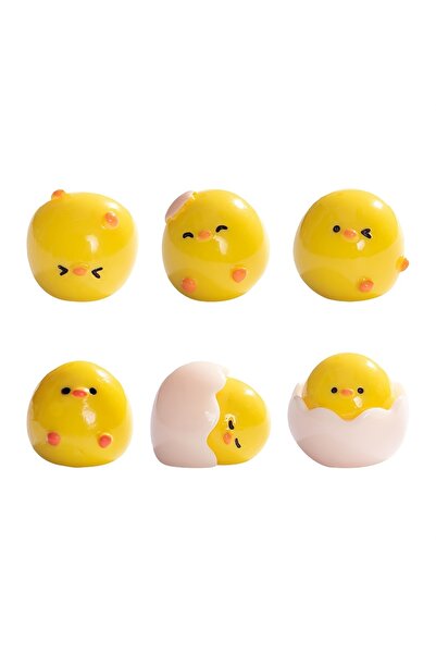 Choice ٦ قطع من مجسمات راتنجية مصغرة - تماثيل دجاج كرتونية معاصرة على شكل قشر...