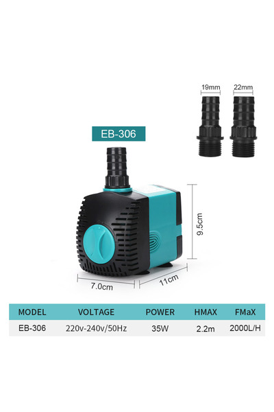 Choice5 مضخة حوض سمك موفرة للطاقة AC220-240V 50Hz EB306 - 35W مع فلتر فائق ال...