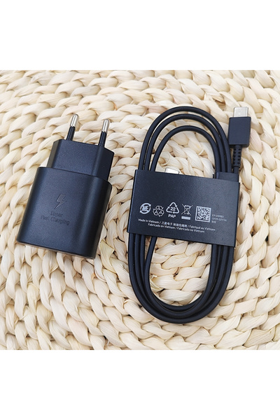 Choice7 شاحن سامسونج أسود اللون، إصدار أوروبي، مع كابل، طراز W25 Flip، فائق ا...