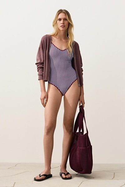 Oysho Çift renkli çizgili mayo