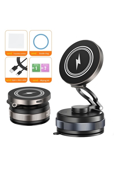 Choice D1W 15W Metal Vacuum Suction Magnetic Wireless Charging Mount 360° Rot...