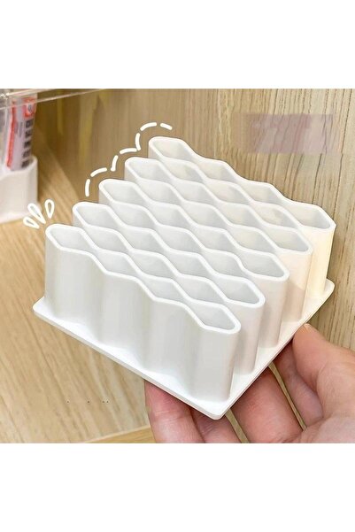 Choice White Multi-Partition Desktop Organizer, Wave Design Storage Stand for...