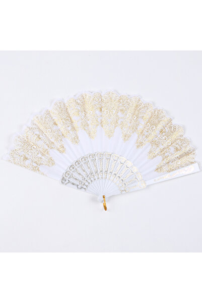 choice2 White Handheld Fans Lace Folding Fans for Dance Performance Photograp...