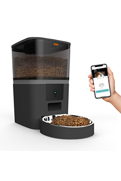 Choice1 فيديو أسود سعة 4 لترات: موزع طعام ذكي للحيوانات الأليفة بسعة كبيرة 4 ...
