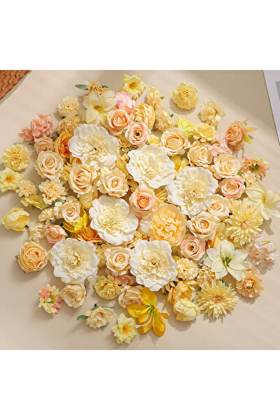Choice 20 قطعة من الورود الصفراء الاصطناعية، رؤوس زهور حرير صناعية لتزيين الم...