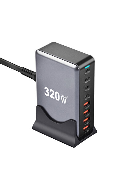 Choice14 شاحن سريع متعدد المنافذ USB بقدرة 320 واط بتقنية GaN، مزود بقابس أور...