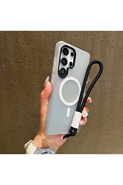 Choice49 غلاف هاتف ناعم بلون أسود لامع غير لامع مع حبل ماج سيف لهاتف سامسونج ...