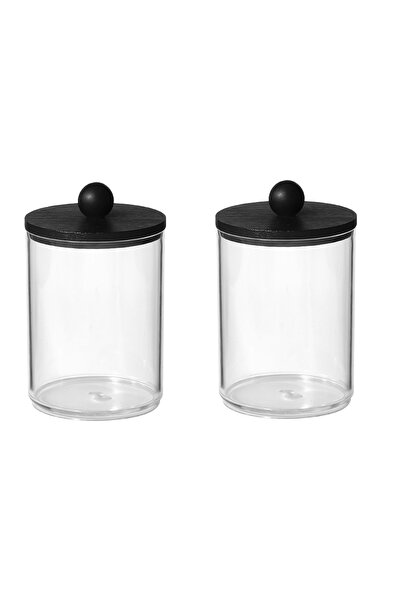 Choice1 عبوة من قطعتين من حامل أعواد القطن مع صينية، برطمان تخزين وتنظيم للحم...