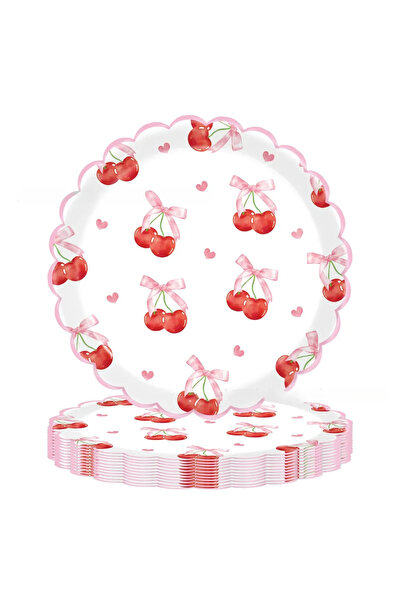 Choice6 7inch plates 20pcs 20pcs Pink Bow Checkered Cherry Themed Party Table...