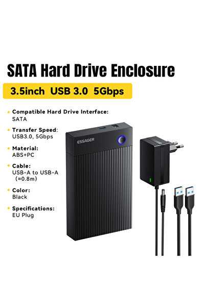 choice2 ESSAGER EU Plug Essager 3.5-inch SATA 3.0 Hard Drive Enclosure Dk 5Gb...