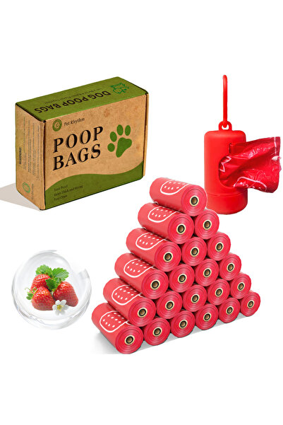 Choice1 24 لفة، 360 كيسًا، أكياس فضلات الكلاب الحمراء القابلة للتحلل الضوئي ب...