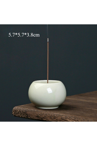 choice2 مبخرة أعواد بخور صغيرة من السيراميك باللون الأخضر الفاتح، مزينة بزخار...