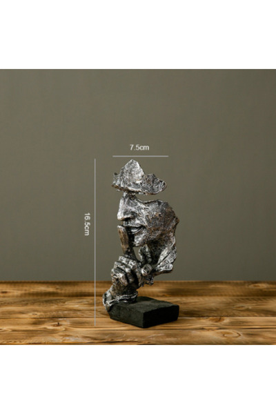 Choice8 تمثال فضي اللون، مقاس 17 سم، ديكور منزلي، عبارة عن تمثال تجريدي بعنوا...