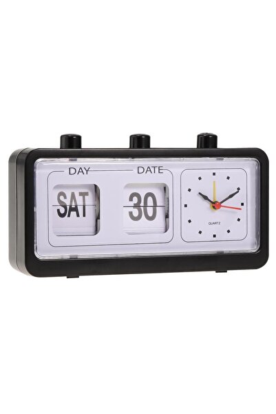 Choice B Black Desktop Flip Clk with Date and Day Display Retro Digital Table...