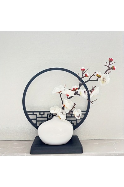 Choice4 مجموعة من أزهار البرقوق الاصطناعية البيضاء ذات الطراز الصيني الجديد، ...