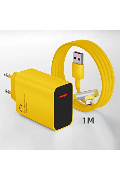 Choice1 Yellow EU 1M Cable 67W USB Charger Fast Charging EU/US Plug Wall Adap...