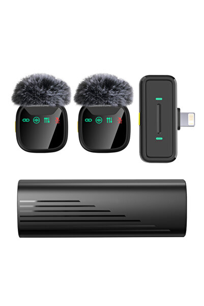 Choice3 Black For IOS LED Display Wireless Lavalier Microphone for Smartphone...