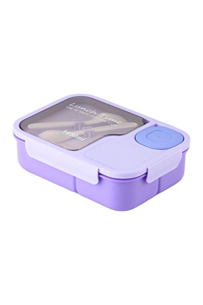Choice1 علبة غداء بنفسجية اللون، مزودة بأقسام وأدوات مائدة، مانعة للتسرب، لحف...
