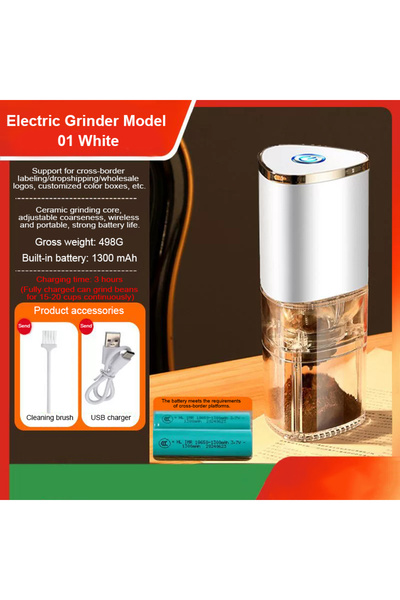 Choice white Portable Electric Coffee Grinder TYPE C USB Charge Ceramic Grind...