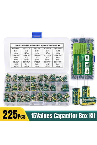 Choice ALLOYSEED 225pcs 15/24/36 Values 225/460/925Pcs Aluminum Capacitors Se...