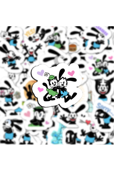 Choice ملصقات جرافيتي لطيفة لشخصية أوزوالد الأرنب المحظوظ، مقاس 6×5.2×0.5 سم،...