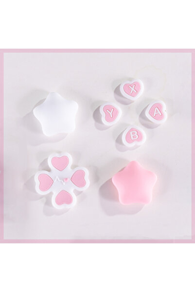 choice2 White Pink Multi-color Button Stickers + Rker Cap Set For Switch/Swit...